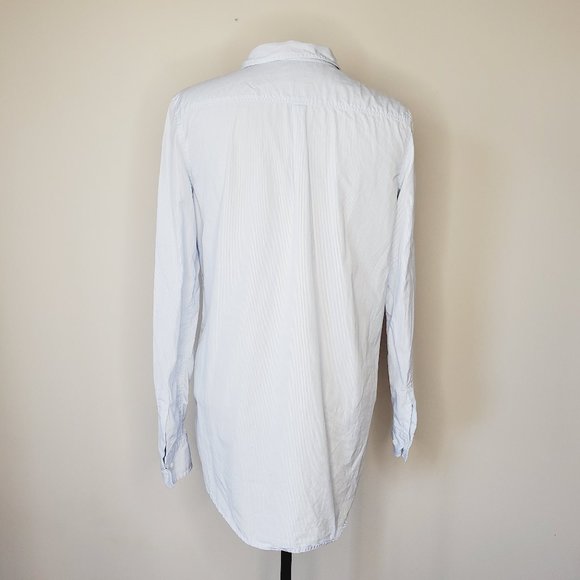 ARITZIA TALULA Blue Boyfriend Pinstriped Shirt - Picture 3 of 8